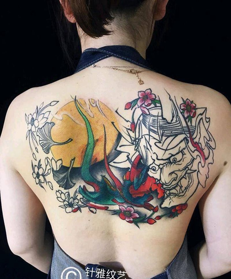 半背覆盖未完成纹身图片_