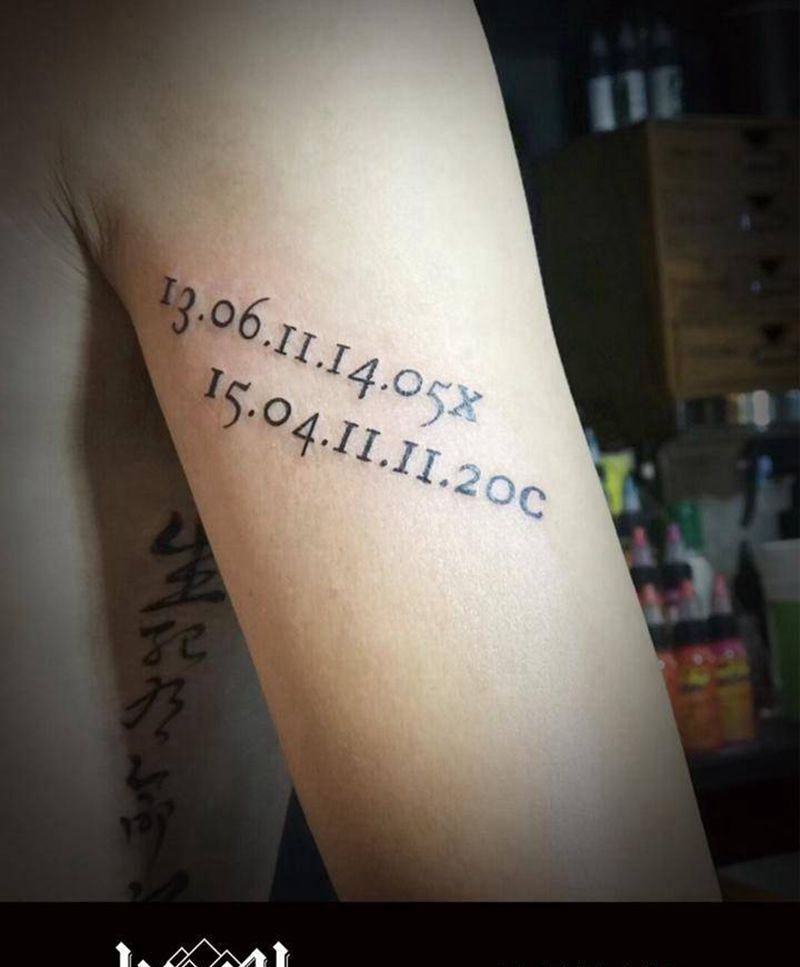 纪念意义 数字纹身图片_手臂欧美写实数字纹身图案