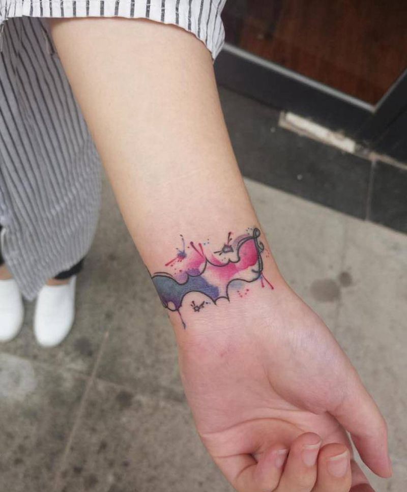 泼墨蝙蝠纹身图片_