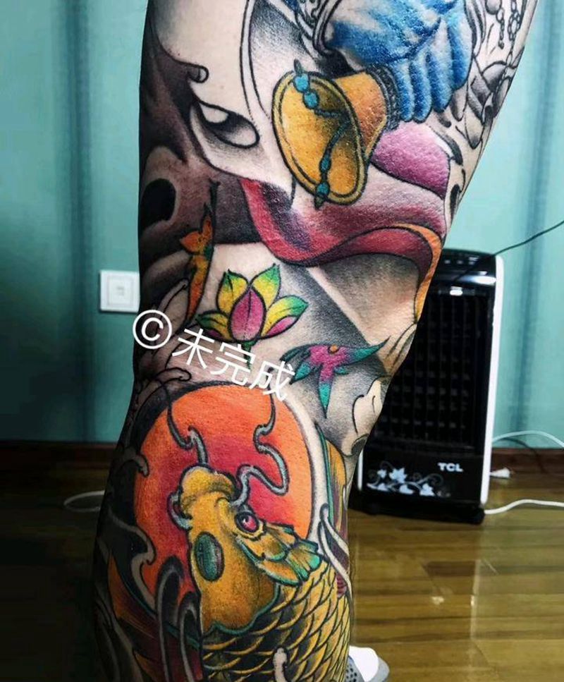 花腿未完成纹身图片_