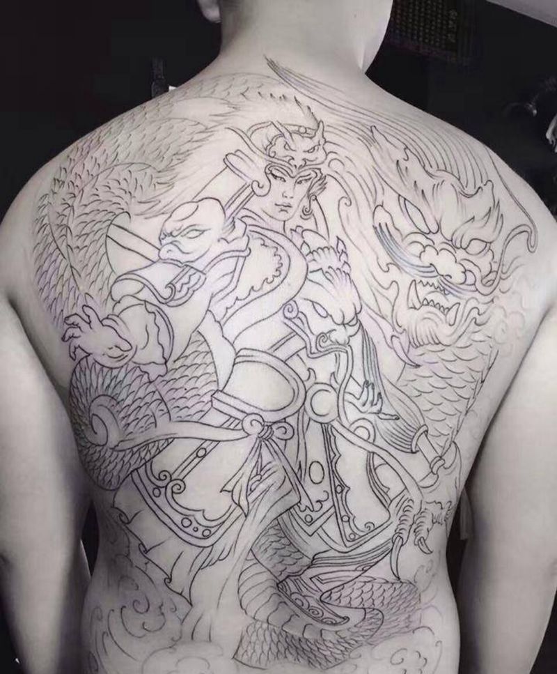 满背赵云。纹身图片_