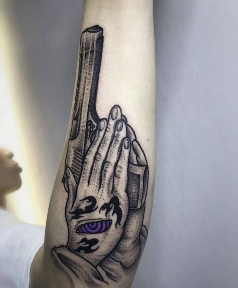 点线针痕纹身图片_手臂几何点刺纹身图案