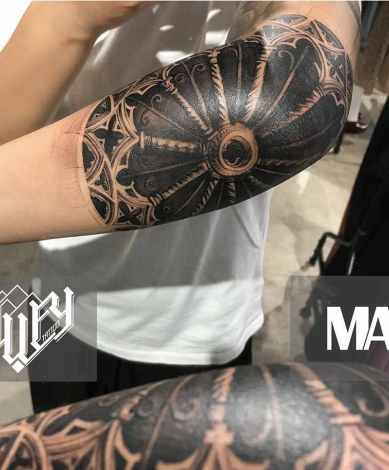 客拍 未完成小臂 教堂之窗纹身图片_成品欧美写实宗教图腾静物原创手臂纹身图案