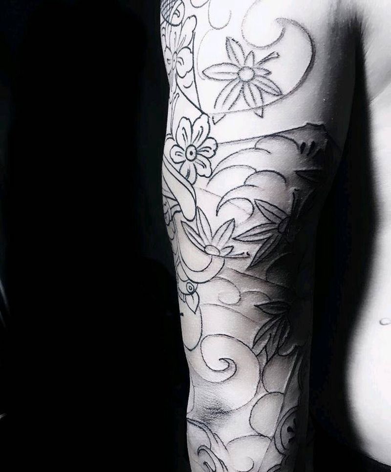 小线条纹身图片_