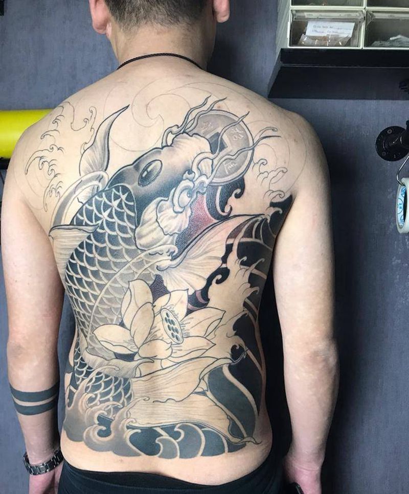 未完成。鱼纹身图片_