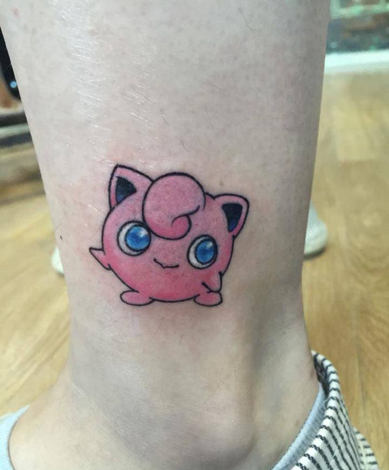 脚踝胖丁纹身图片_成品脚部欧美清新贴纸动物纹身图案