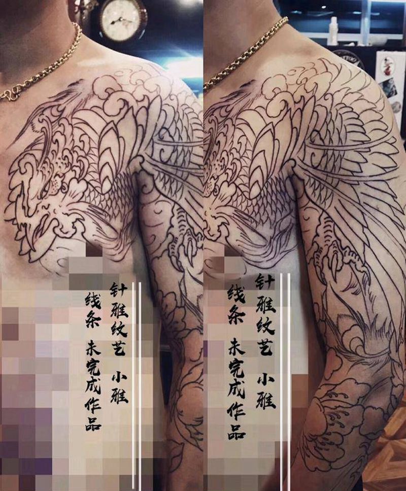 半甲七分袖纹身图片_