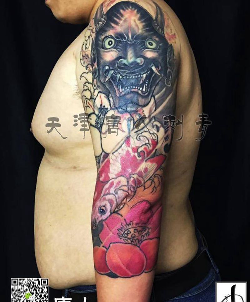 花臂遮盖未完待续纹身图片_