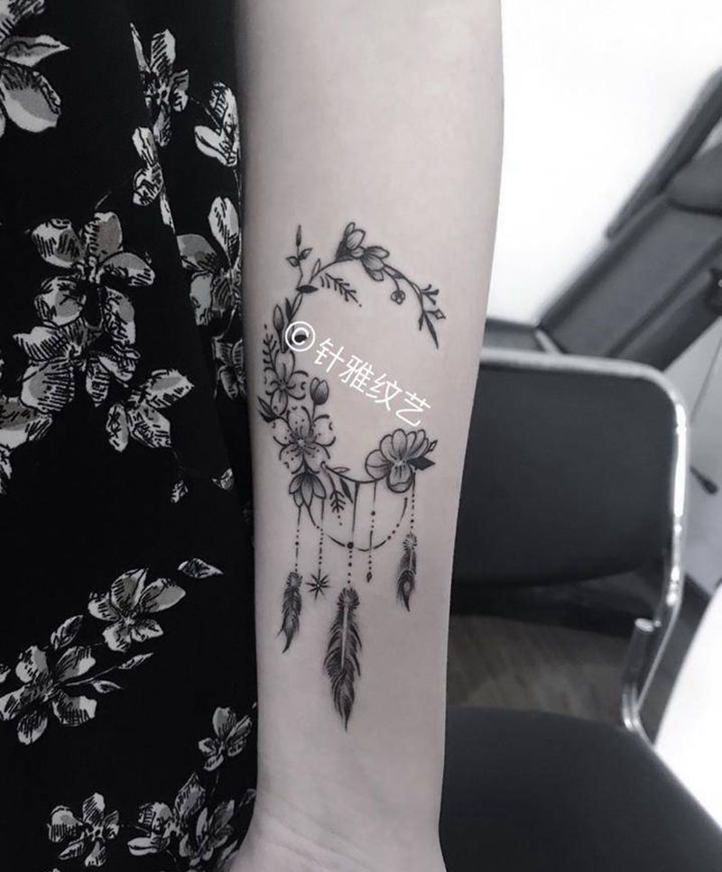 般若 捕梦网 和天使纹身图片_