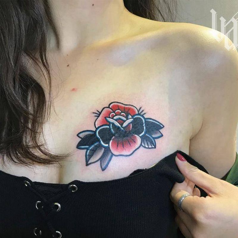 玫瑰遮盖纹身图片_