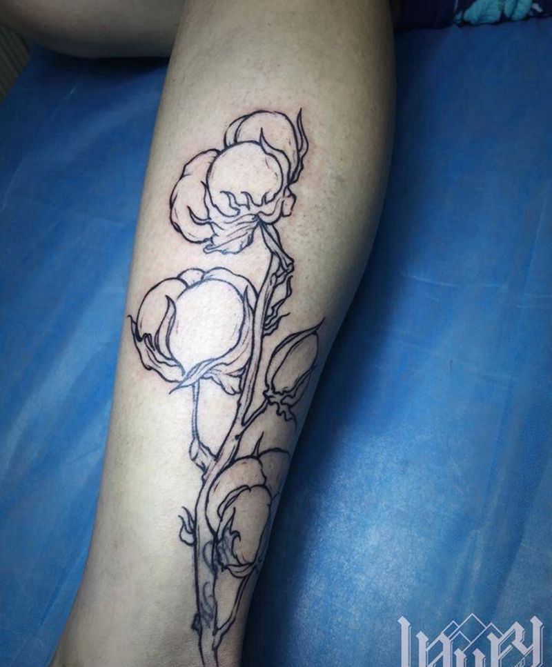 字母遮盖 棉花纹身图片_腿部New School纹身图案