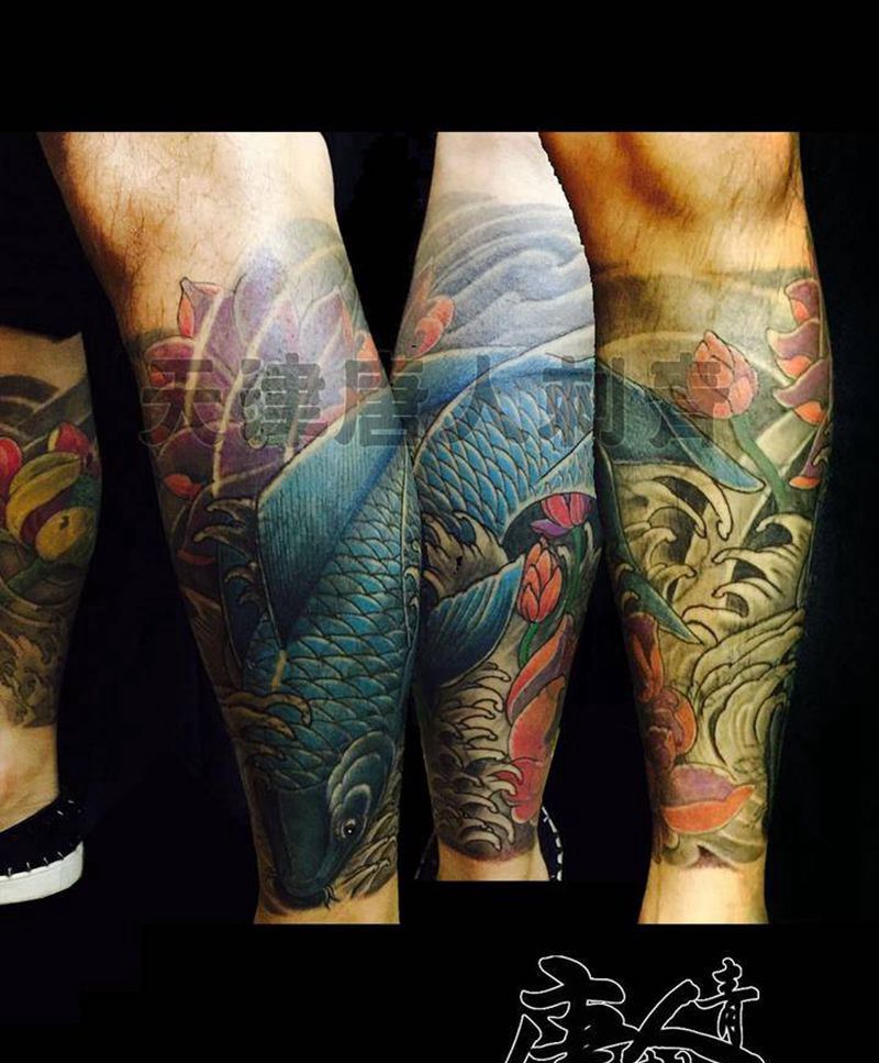 遮盖包小腿纹身图片_