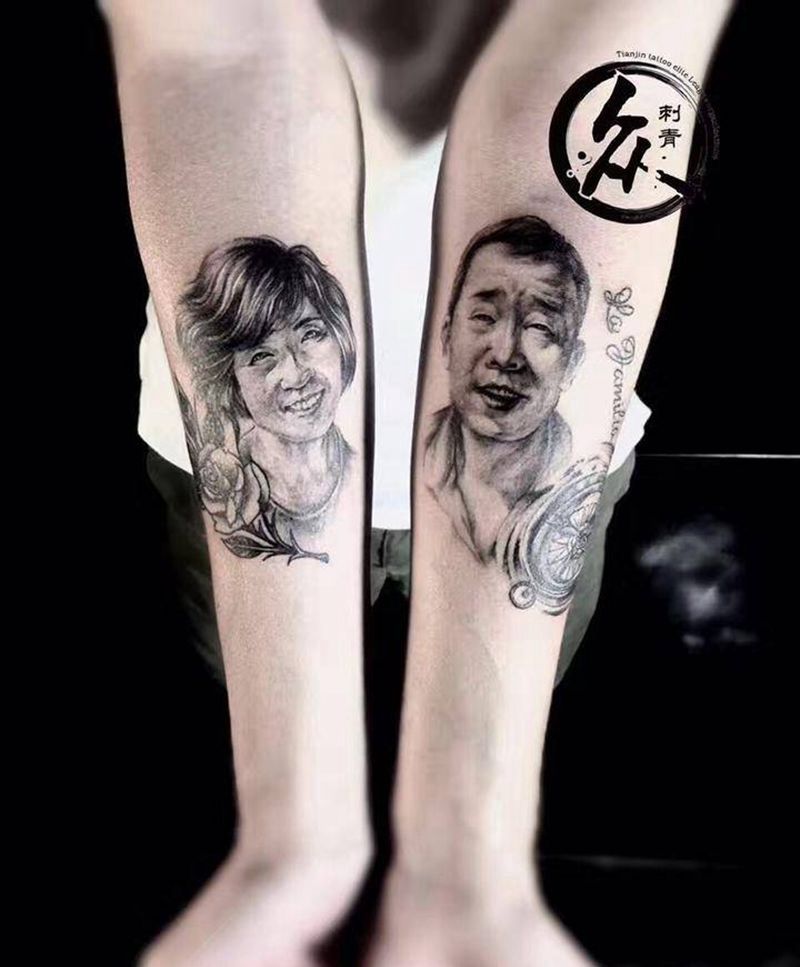 父母肖像纹身图片_