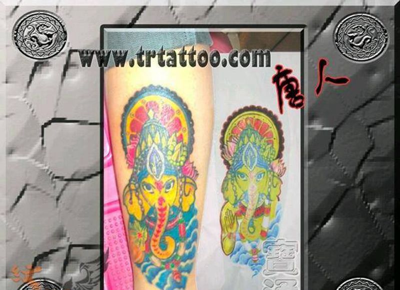 象鼻财神纹身图片_