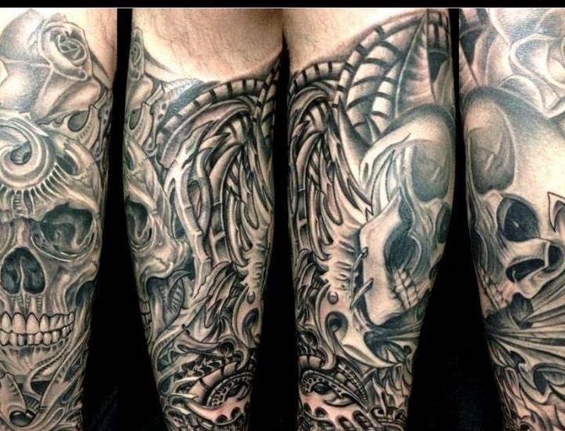 包小腿纹身图片_欧美成品腿部纹身图案