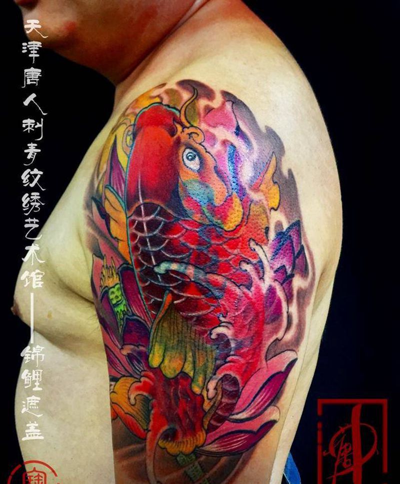 锦鲤遮盖纹身图片_