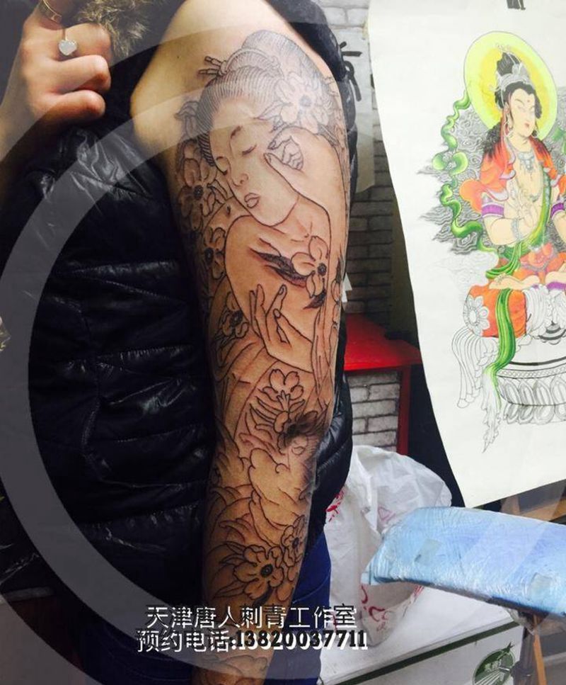 线条完成纹身图片_