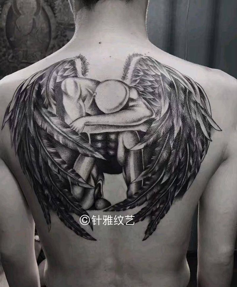 天使未完成纹身图片_