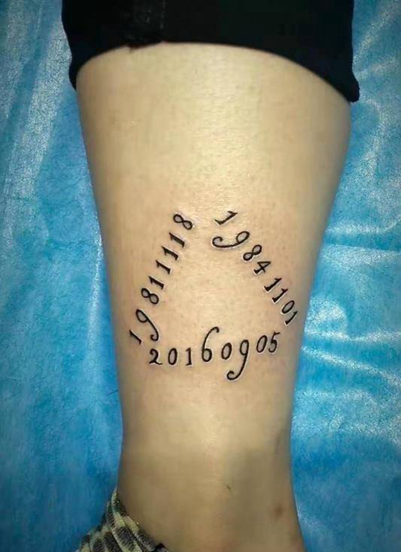 数字图腾纹身图片_腿部几何纹身图案