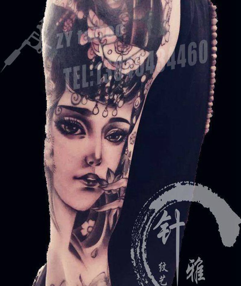 人物纹身图片_遮盖 未完成纹身图案