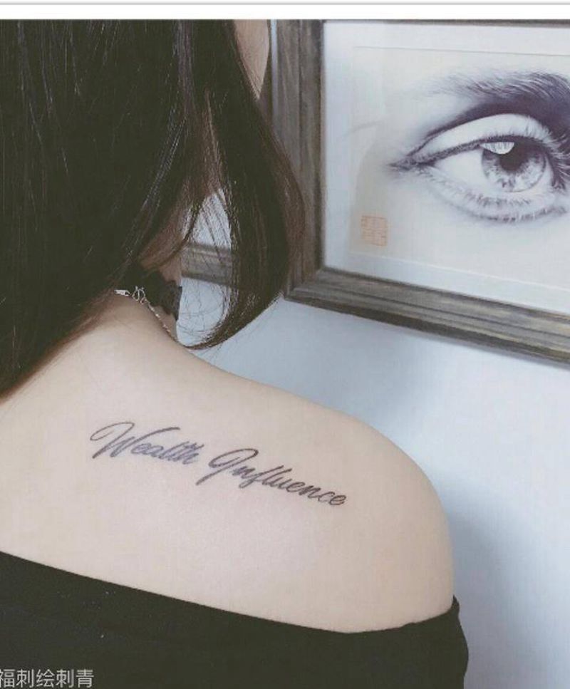 英文纹身图片_成品肩部背部欧美清新字符图腾纹身图案