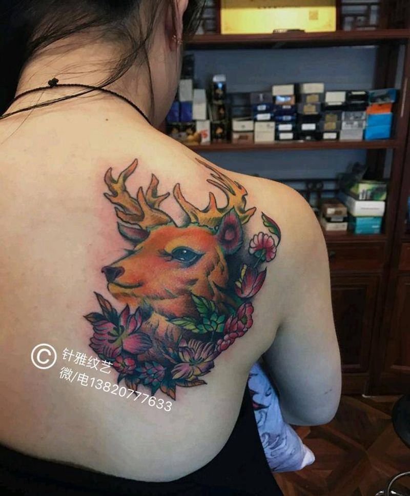 鹿纹身图片_