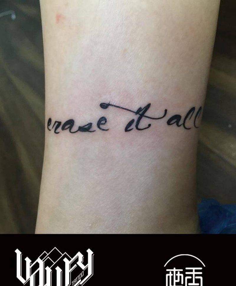 脚踝英文纹身图片_成品脚部清新欧美字符纹身图案