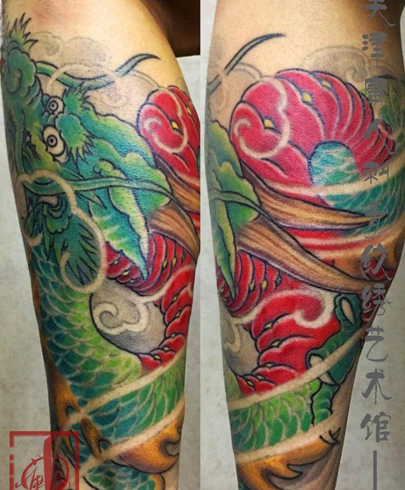 青龙包小腿 未完待续纹身图片_