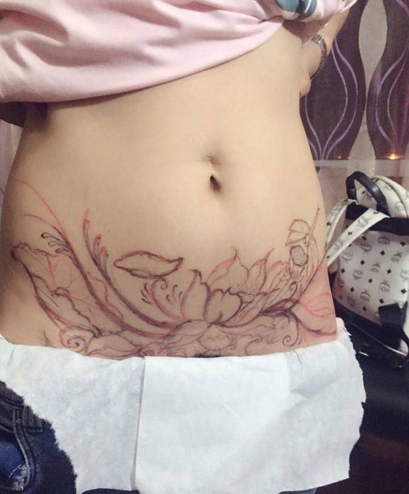 伤疤遮盖纹身图片_