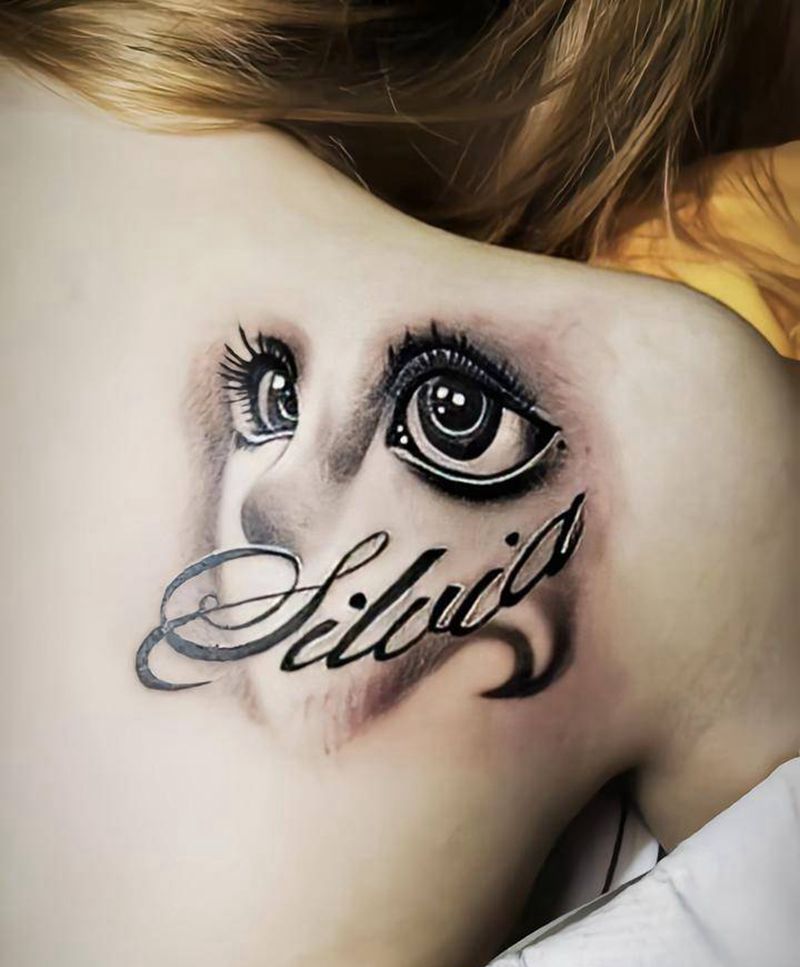 小天使一枚纹身图片_肩部欧美写实纹身图案