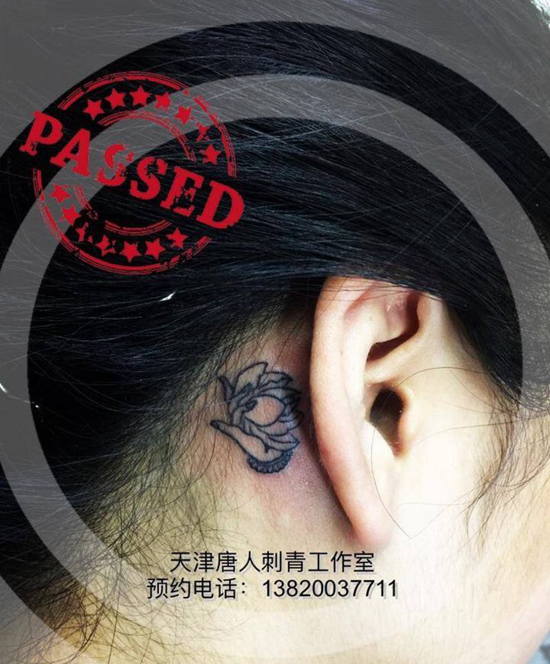 佛手莲花一枚纹身图片_