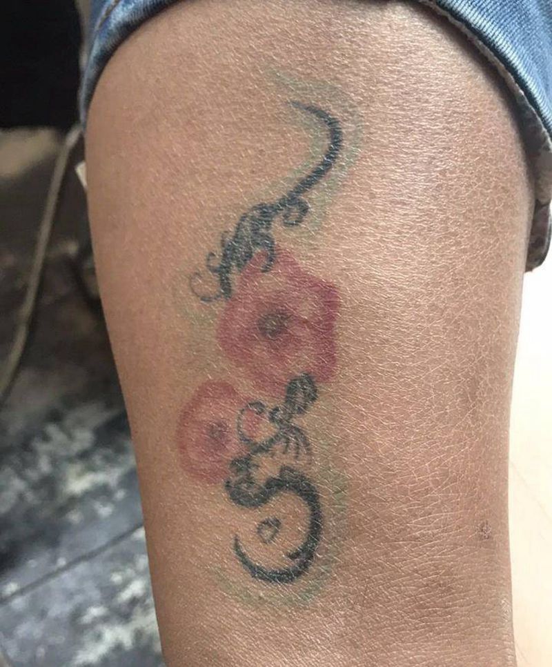 遮盖纹身图片_成品腿部欧美写实几何纹身图案