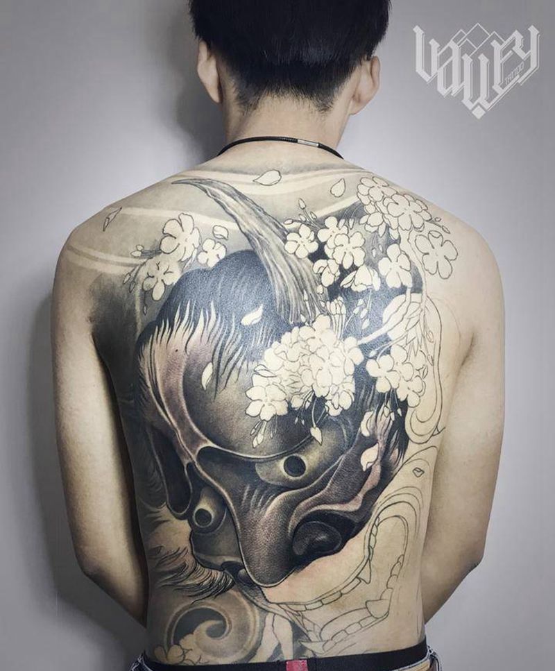 般若纹身图片_背部日式纹身图案