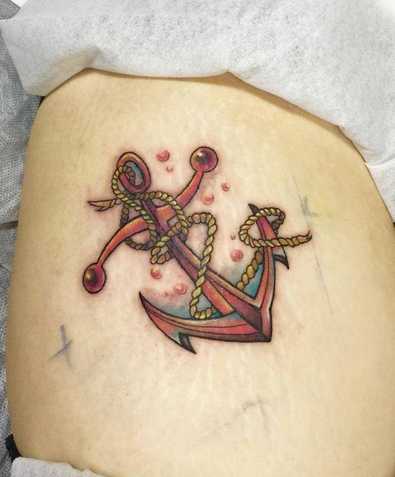 海锚纹身图片_