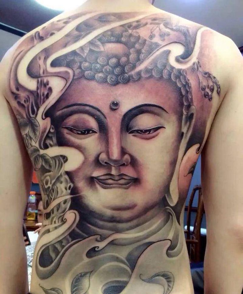 佛纹身图片_背部传统成品纹身图案