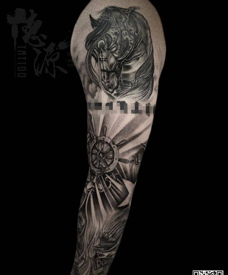 欧美花臂纹身图片_手臂欧美写实纹身图案