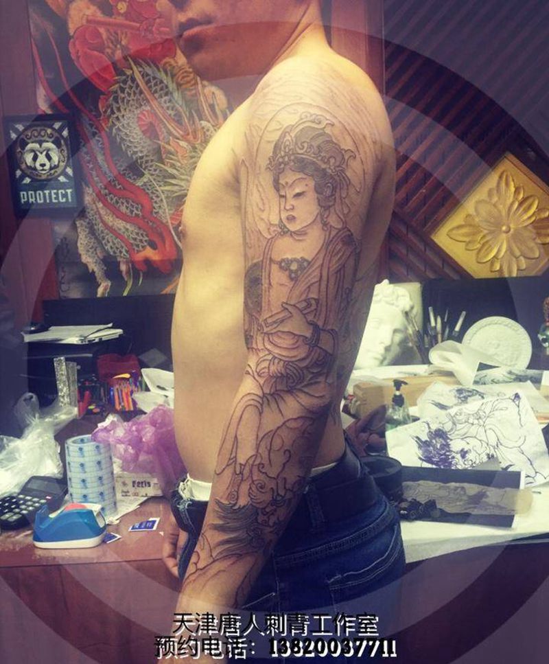 文殊菩萨花臂 未完待续纹身图片_
