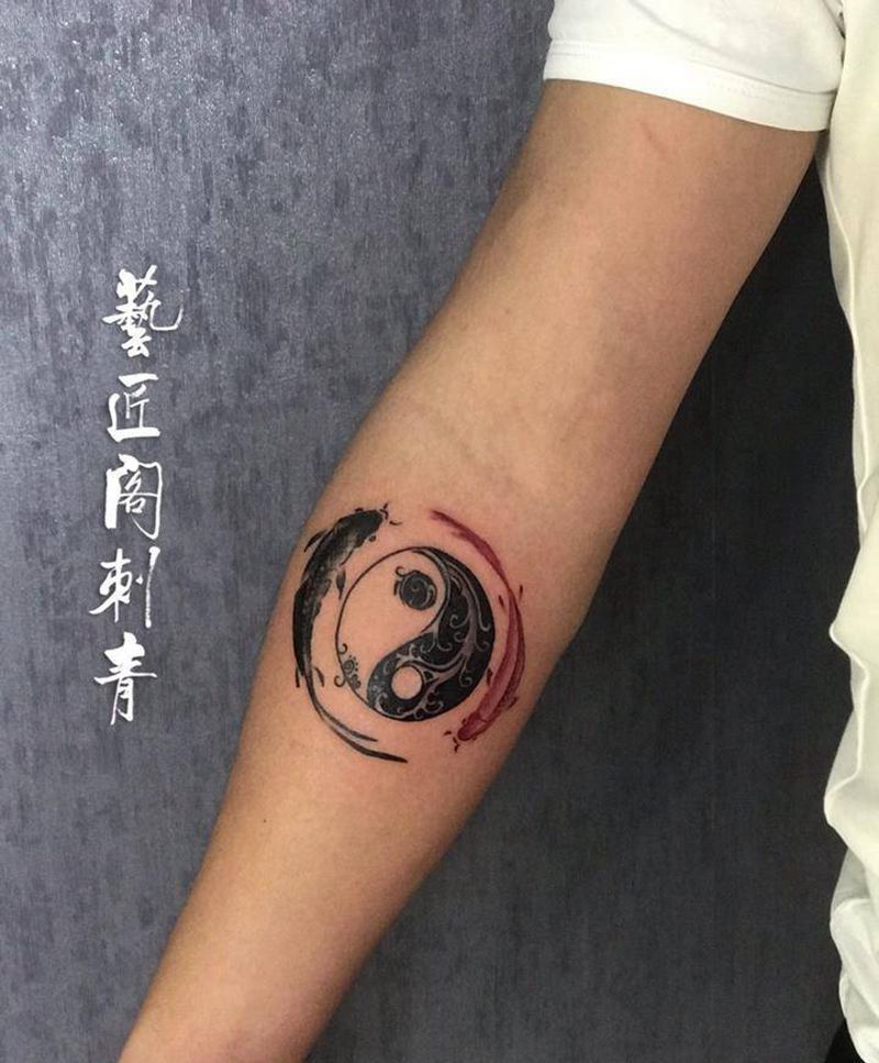 水墨太极鱼纹身图片_