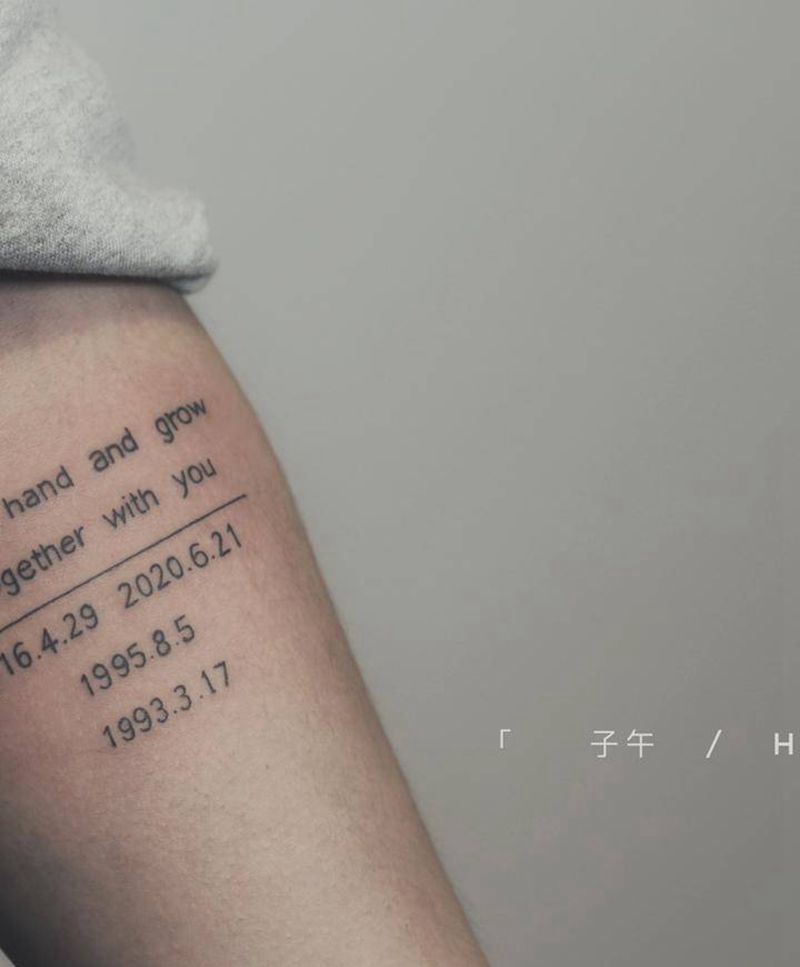 爱的记录方式纹身图片_手臂字母数字纹身图案