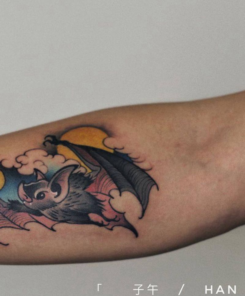 送福纹身图片_手臂New School纹身图案