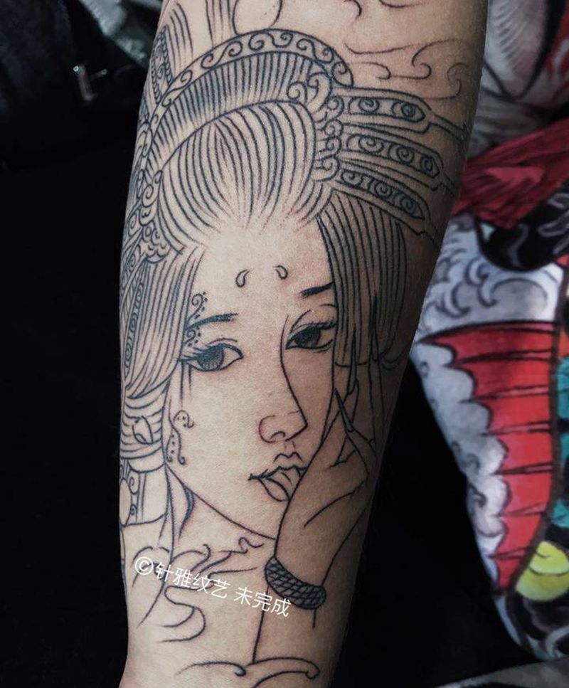 艺妓纹身图片_