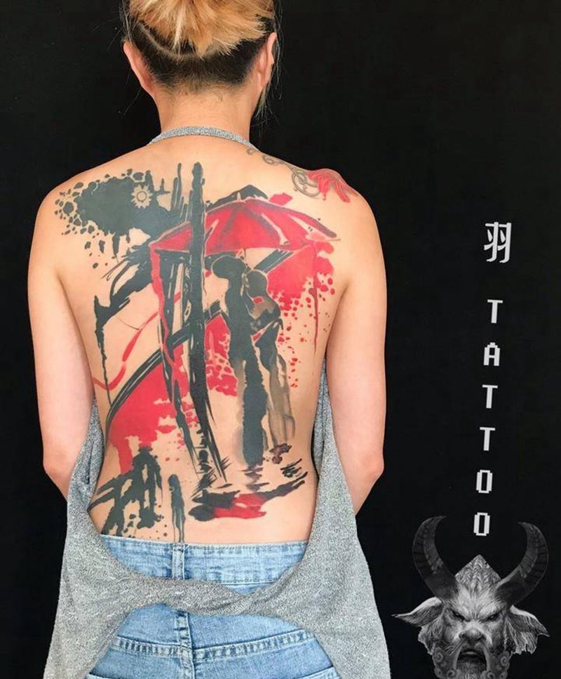 遮盖 中间梵文纹身图片_