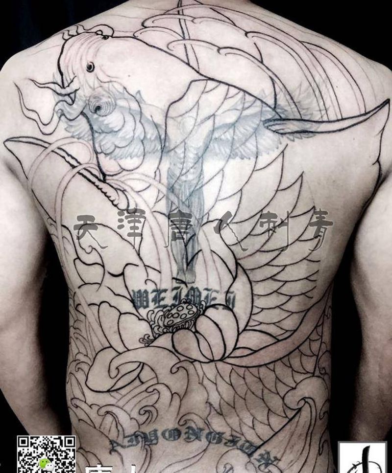 满背遮盖未完待续纹身图片_