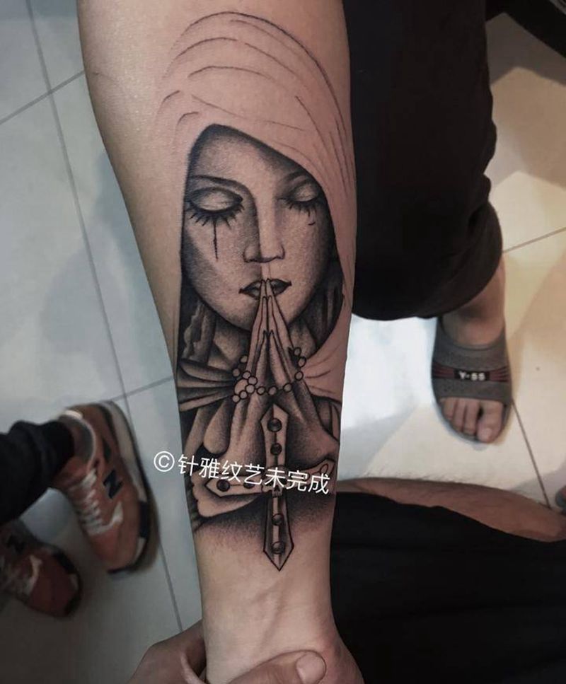 圣母未完成纹身图片_