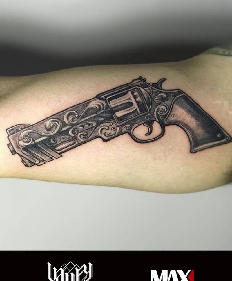 写实 枪纹身图片_成品手臂欧美写实图腾静物纹身图案