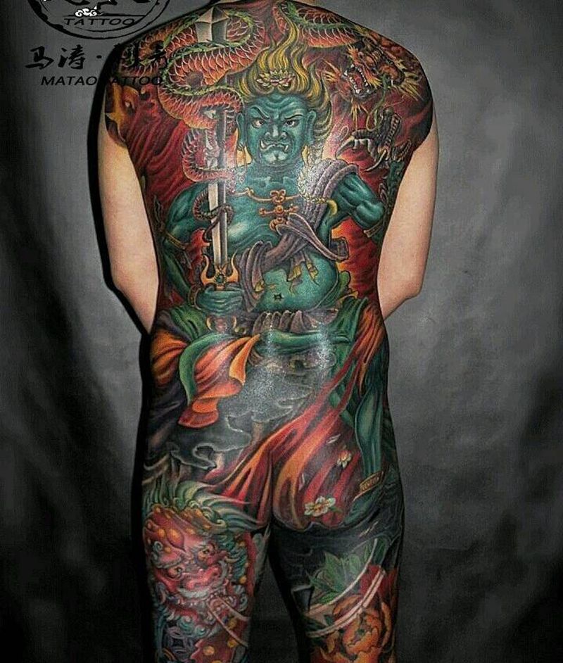 不动冥王纹身图片_传统重彩纹身图案
