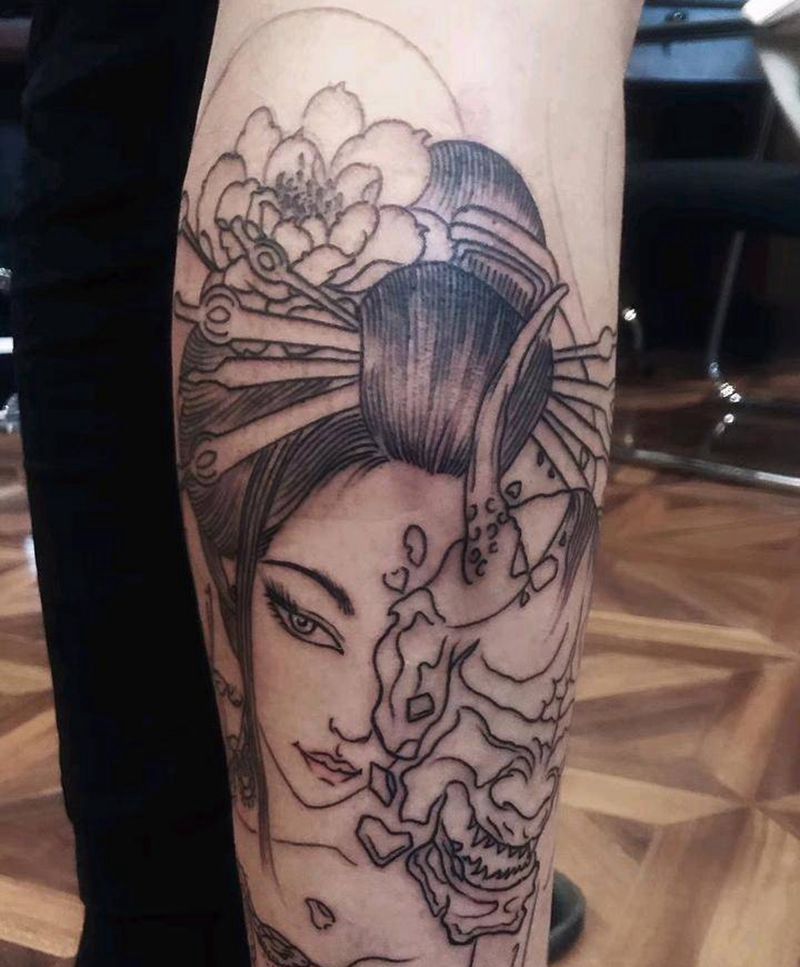 包小腿纹身图片_