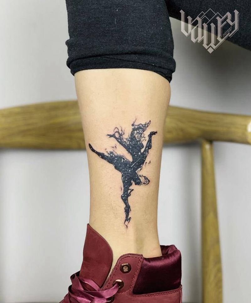 芭蕾girl纹身图片_腿部纹身图案