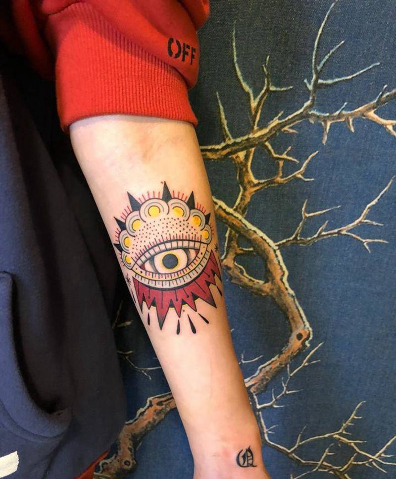 OldSchool眼睛纹身图片_成品手臂欧美图腾宗教人物纹身图案
