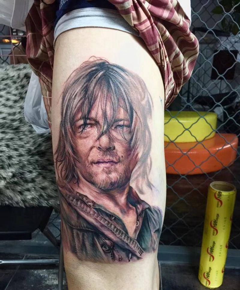 彩色肖像纹身图片_